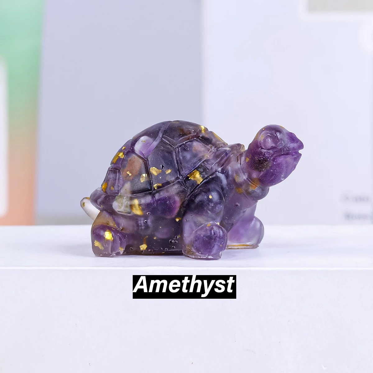 Kryształowa figurka żółwia feng shui - amulet na biurko Ciemny szary