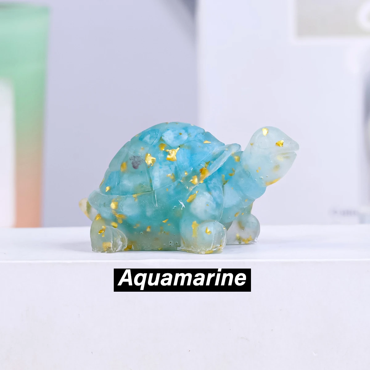 Kryształowa figurka żółwia feng shui - amulet na biurko Jasnoszary