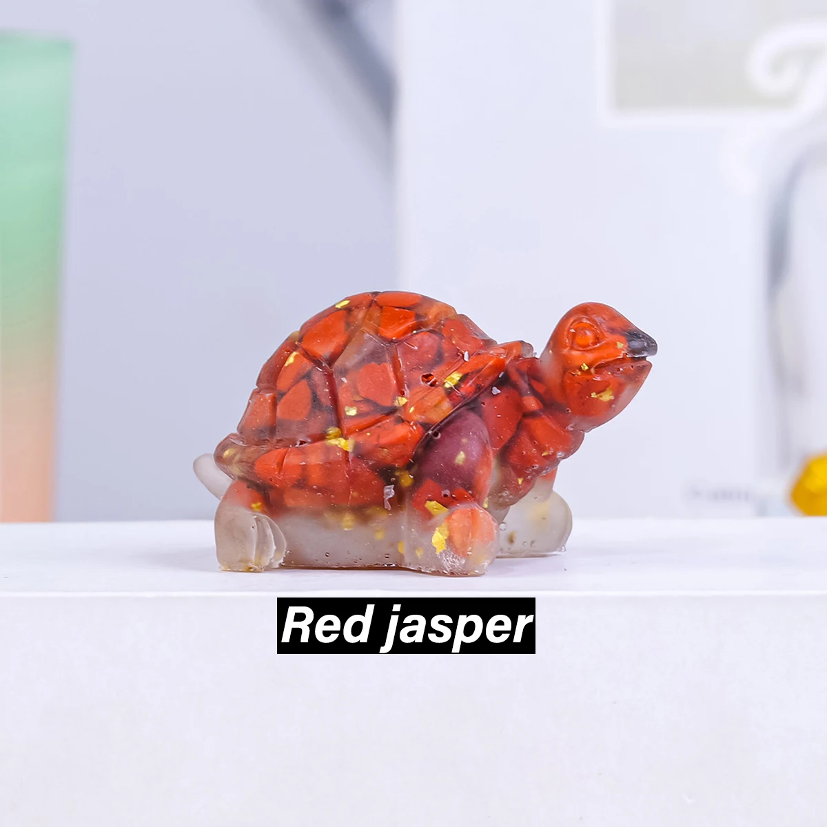 Kryształowa figurka żółwia feng shui - amulet na biurko Jasnozielony