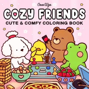 Książka do kolorowania dla dorosłych Cozy Friends — Halloween z uroczymi stworkami Wielo
