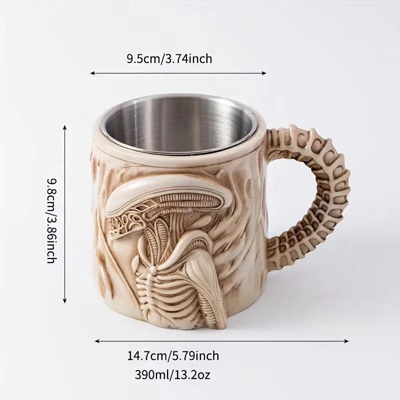 Kubek 3D Xenomorf Obcy do kawy, ceramiczny, do domu i biura Biały