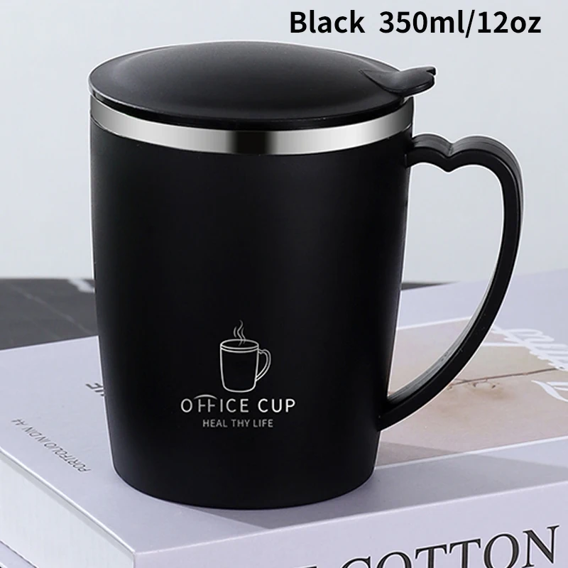 Kubek termiczny 350 ml ze stali nierdzewnej z uchwytem Czarny