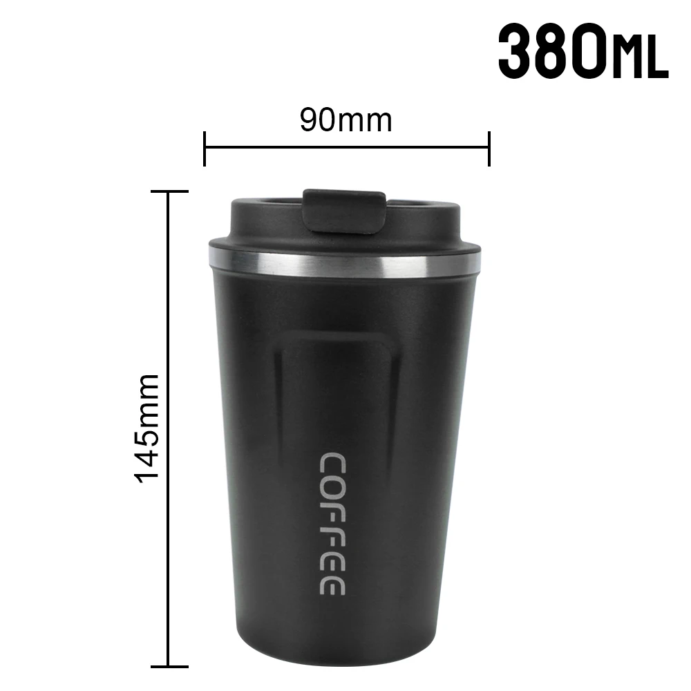 Kubek termiczny samochodowy ze stali nierdzewnej 380/510 ml Czarny
