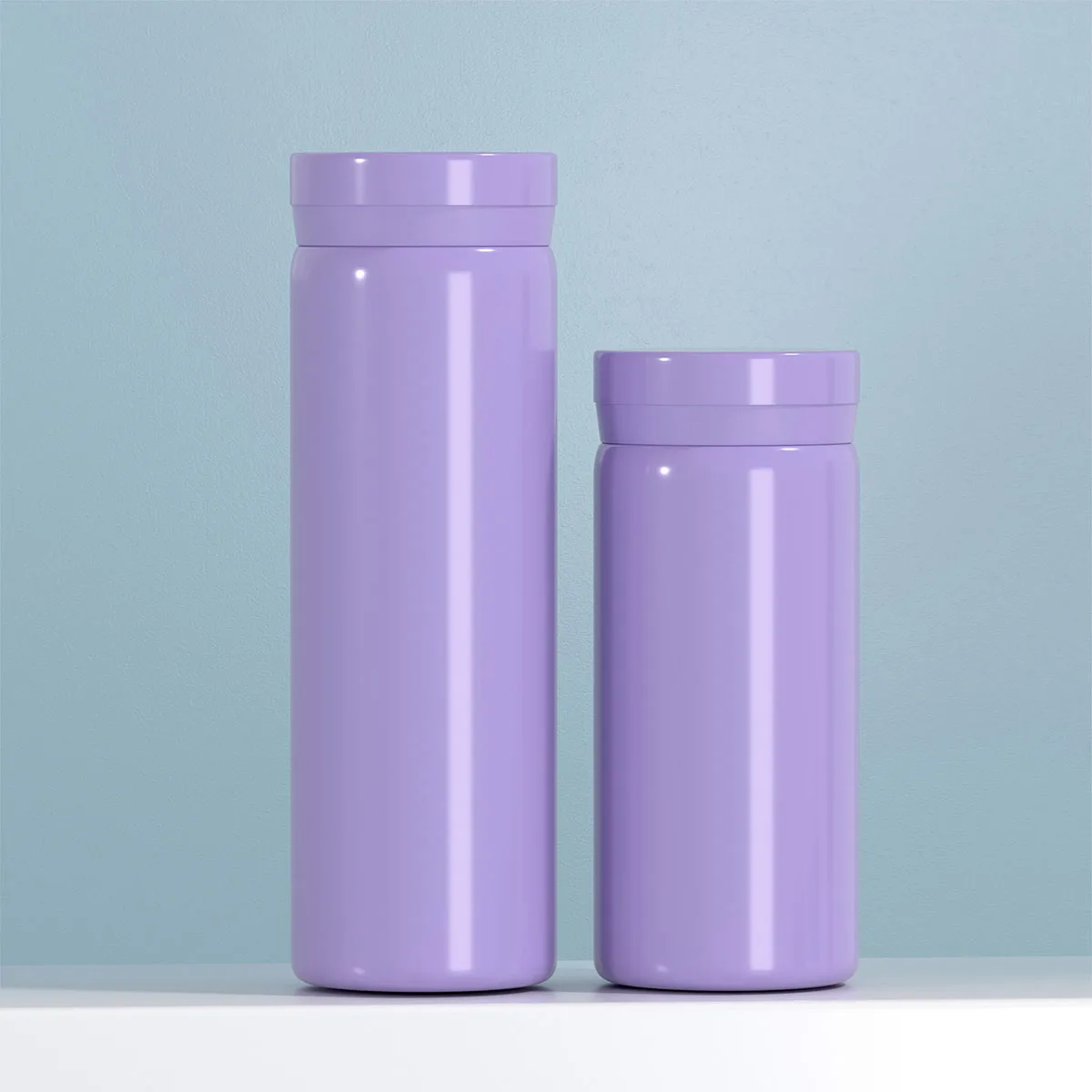 Kubek termiczny stalowy podróżny 200/350 ml Jasny