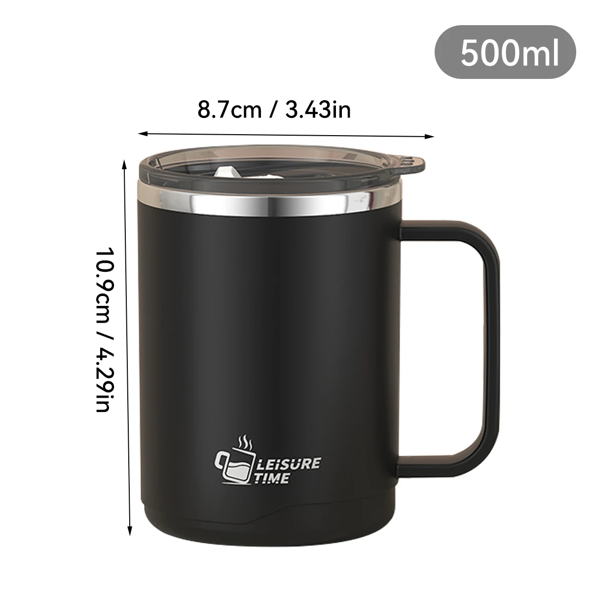 Kubek termiczny stalowy z uchwytem 304 szczelny 450 ml Błękitny