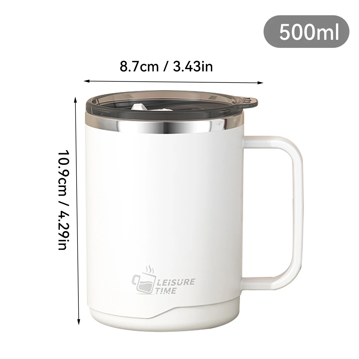 Kubek termiczny stalowy z uchwytem 304 szczelny 450 ml Bordowy