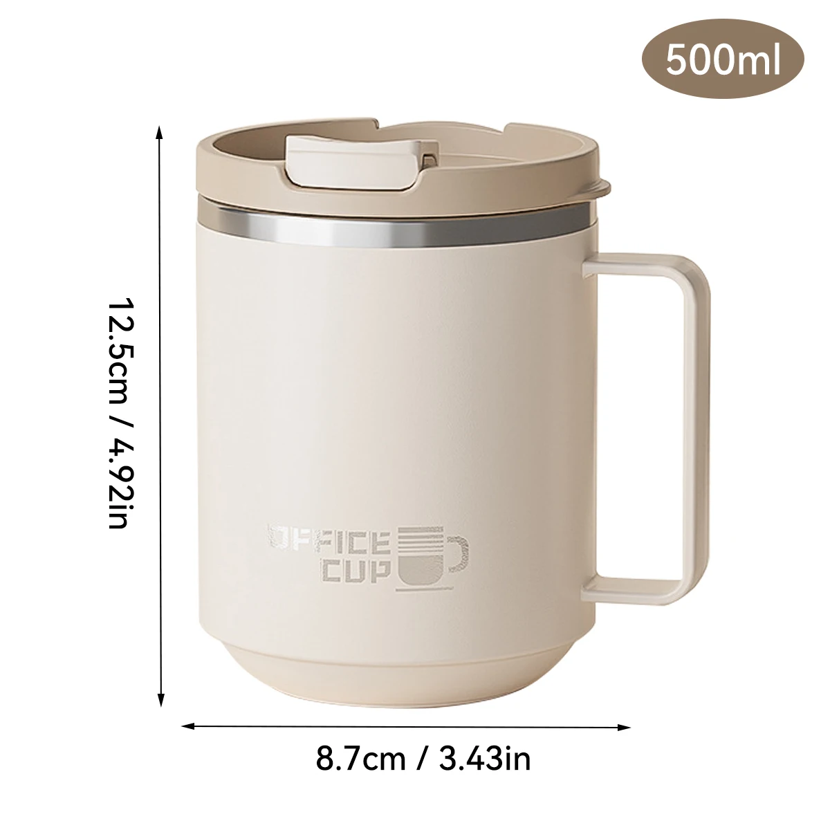 Kubek termiczny stalowy z uchwytem 304 szczelny 450 ml Czarny