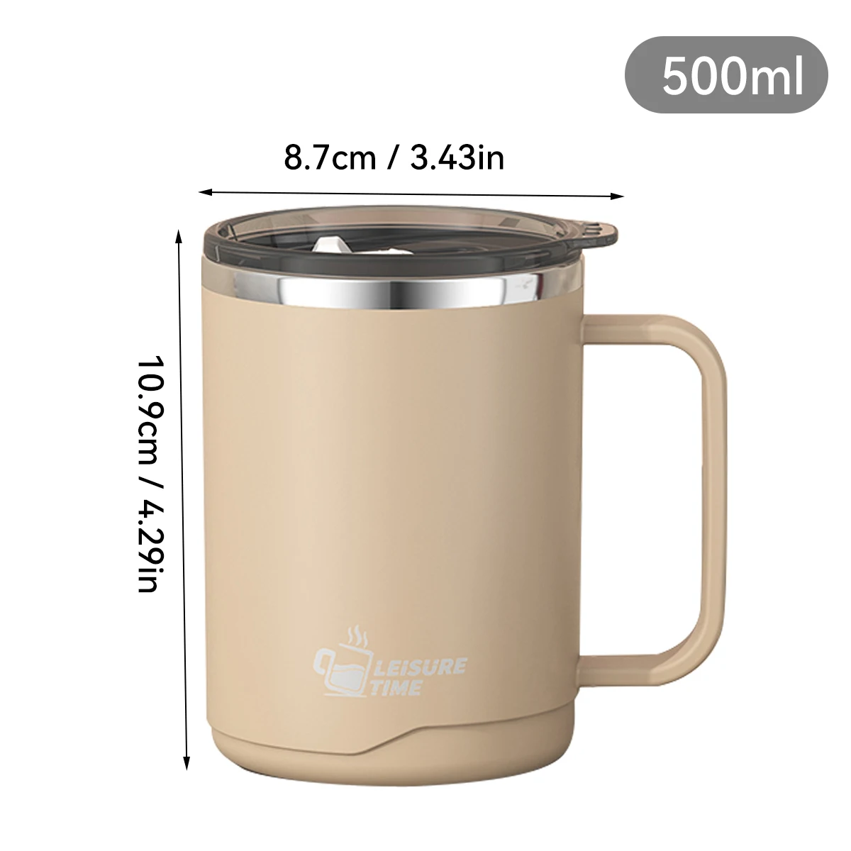 Kubek termiczny stalowy z uchwytem 304 szczelny 450 ml Fioletowy/фиолетовый