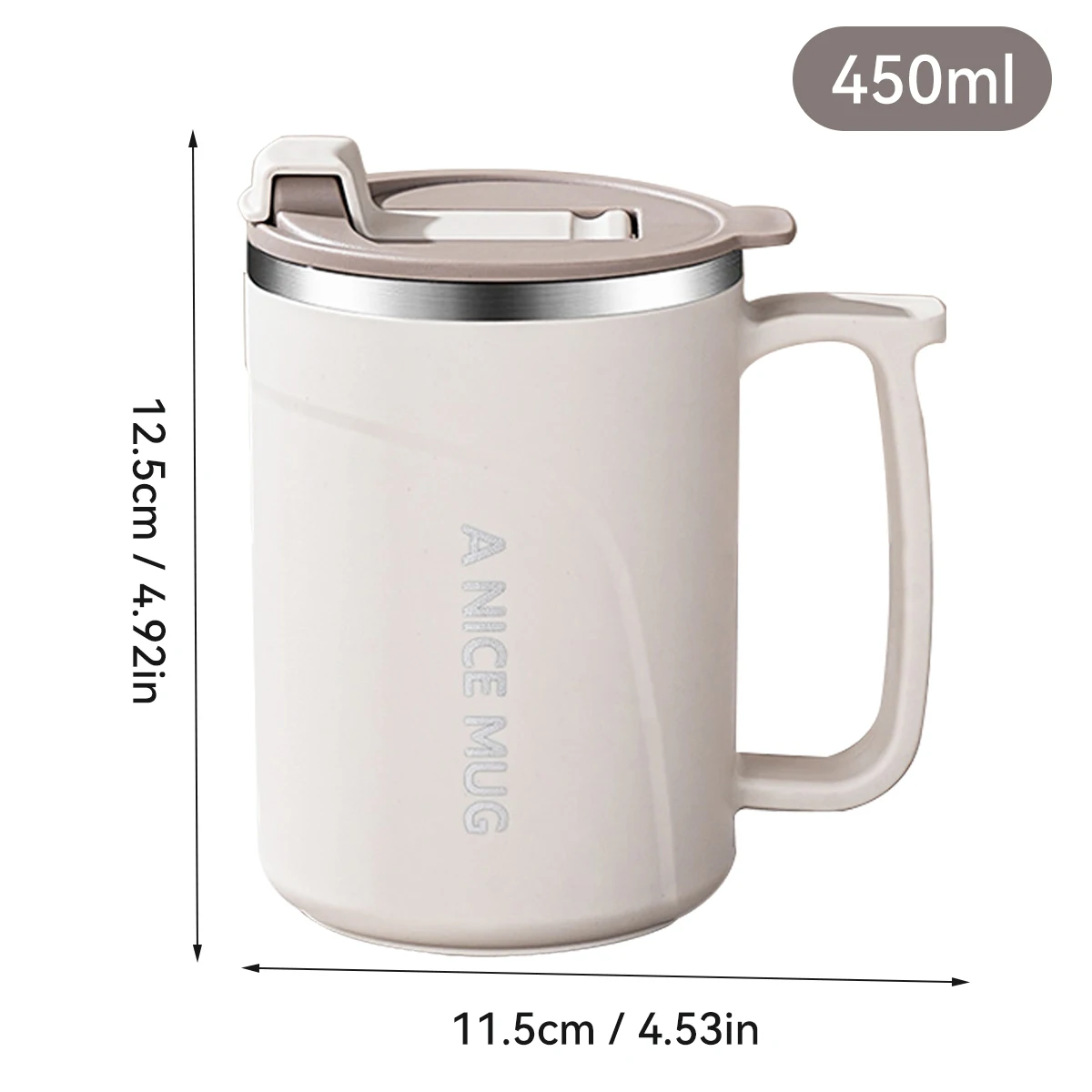 Kubek termiczny stalowy z uchwytem 304 szczelny 450 ml Pomarańczowy
