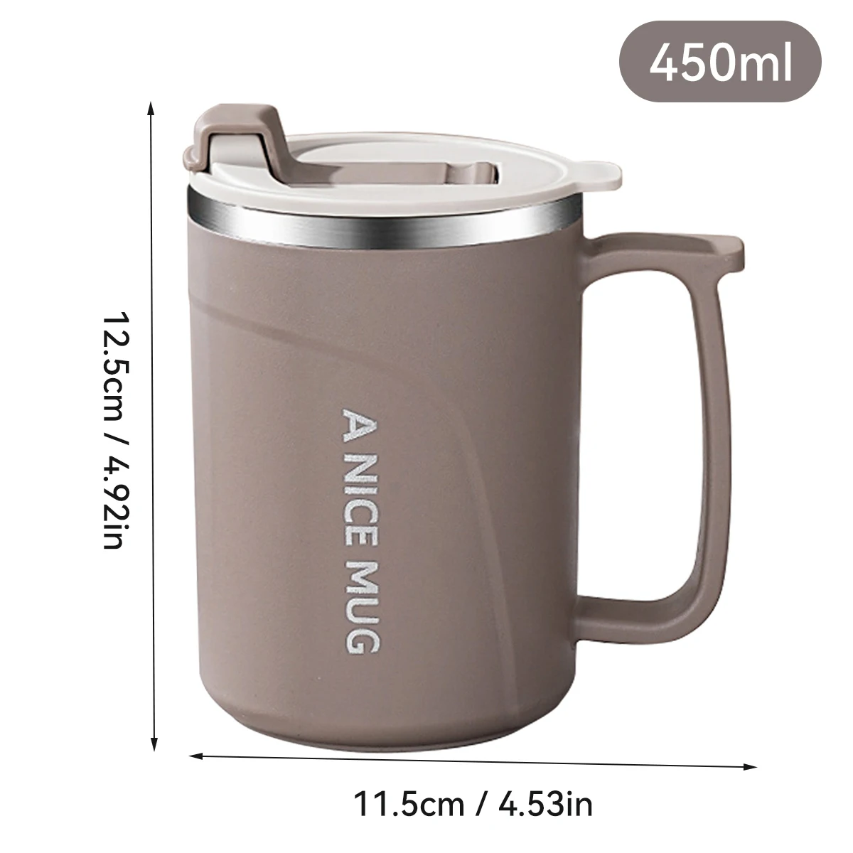 Kubek termiczny stalowy z uchwytem 304 szczelny 450 ml Wielo
