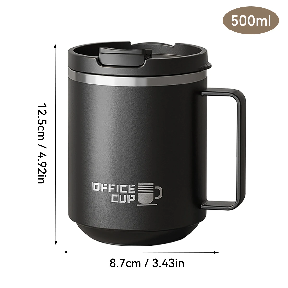 Kubek termiczny stalowy z uchwytem 304 szczelny 450 ml Zielony