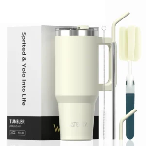 Kubek termiczny ze słomką i uchwytem 30/40 oz Biały