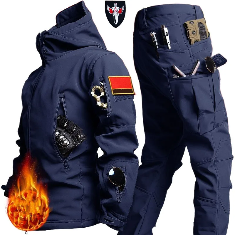 Kurtka softshell męska ocieplana wiatroszczelna Niebieski