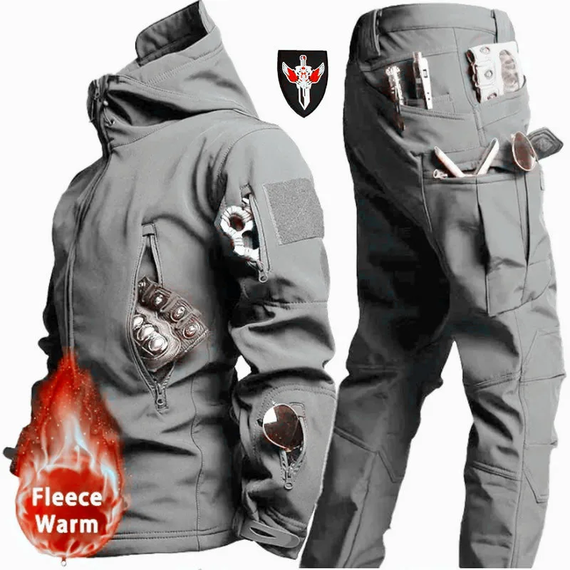 Kurtka softshell męska ocieplana wiatroszczelna Szary