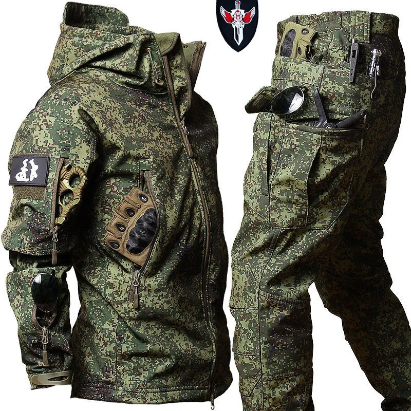 Kurtka softshell męska ocieplana wiatroszczelna Russian camouflage