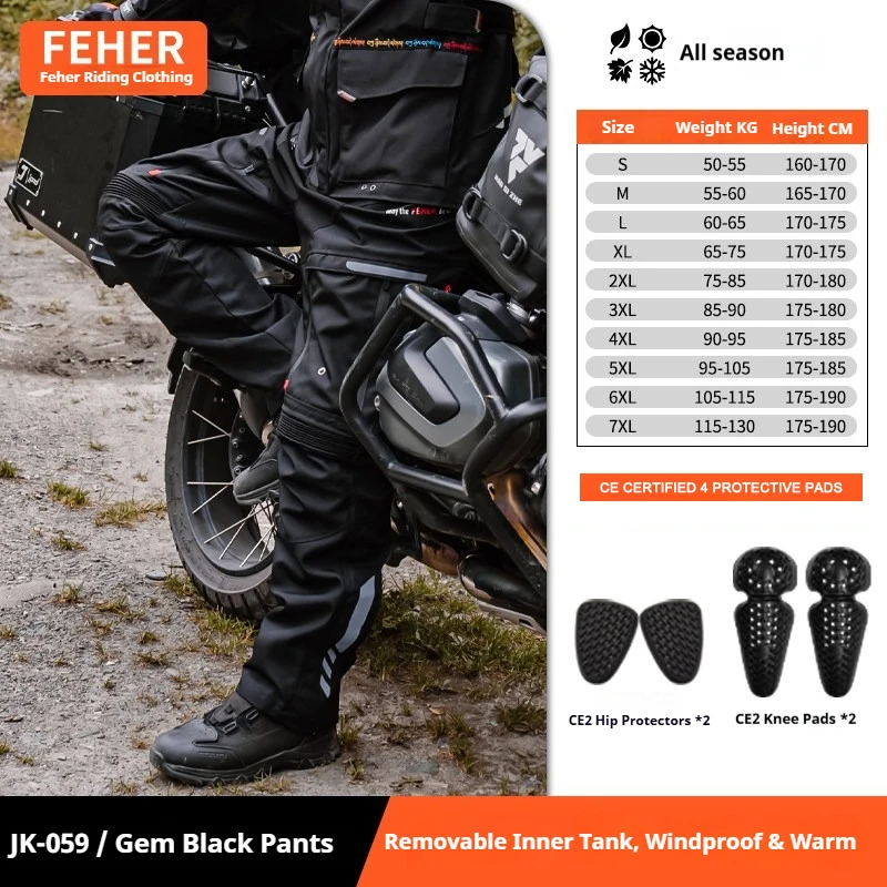 Kurtka i spodnie motocyklowe FEHER, 3-warstwowe Czarny