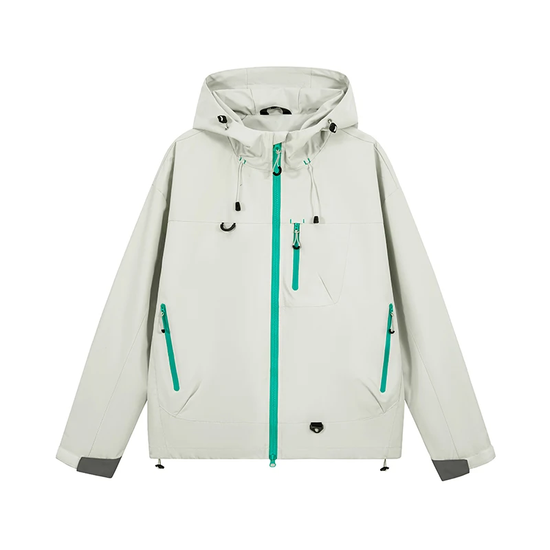Kurtka trekkingowa wodoodporna unisex z kapturem Szary