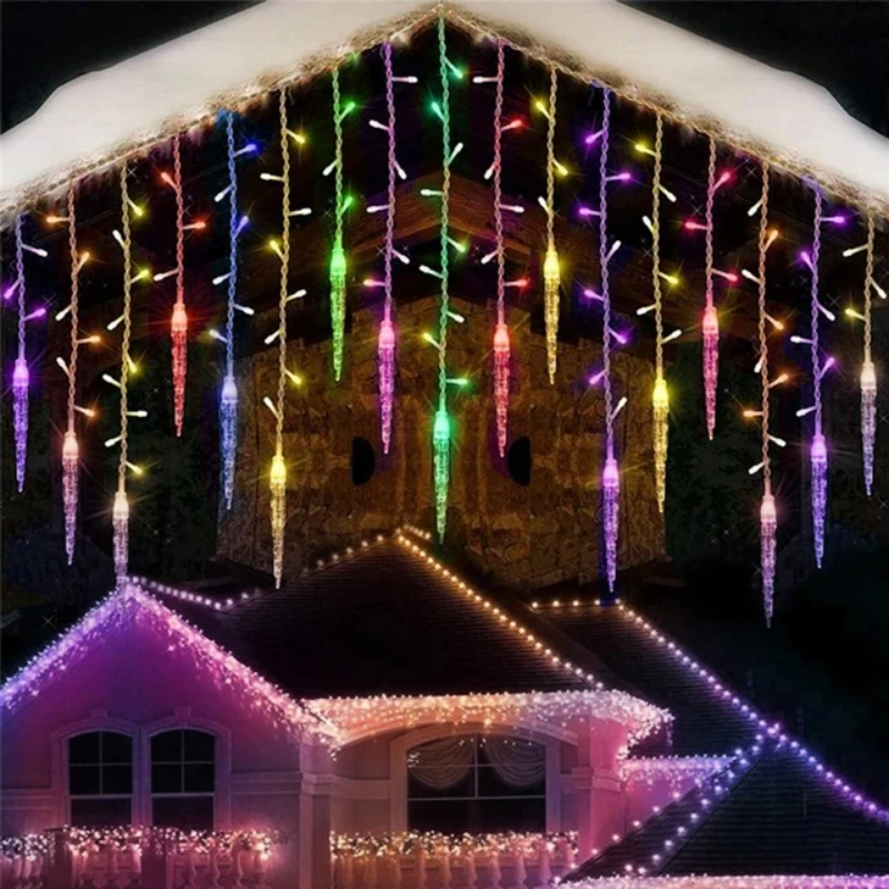 Kurtyna świetlna LED sople ozdoba świąteczna zewnętrzna Colorfui