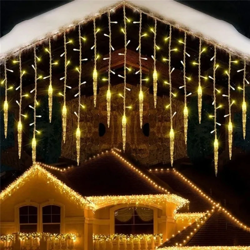 Kurtyna świetlna LED sople ozdoba świąteczna zewnętrzna Warm
