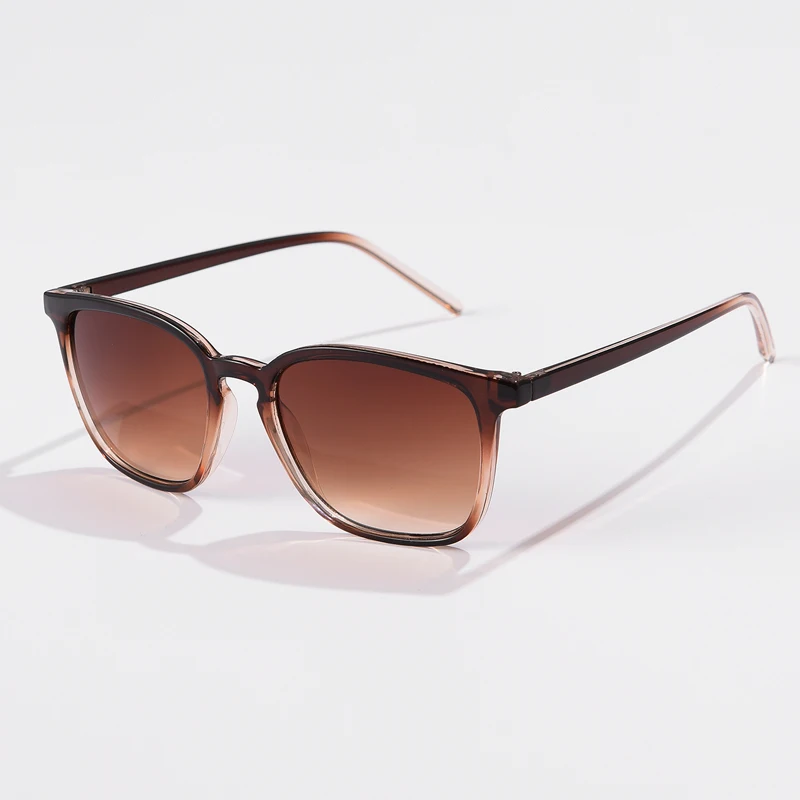Kwadratowe okulary przeciwsłoneczne w stylu retro Y2K UV400 Brązowy przezroczysty