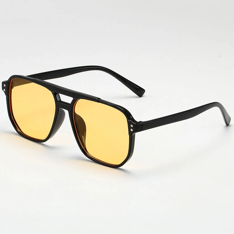 Kwadratowe okulary przeciwsłoneczne retro damskie i męskie żółty