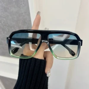 Klasyczne kwadratowe okulary przeciwsłoneczne unisex w stylu vintage Bluegreen