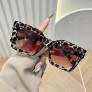 Kwadratowe okulary zerówki z dużą oprawką, unisex Brązowy