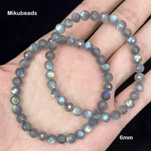 Labradoryt naturalny – fasetowane koraliki 6 mm i 8 mm Biały