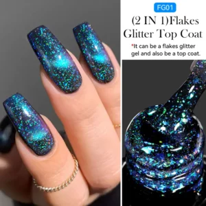 Lakier hybrydowy LILYCUTE Macaron 7 ml - pastelowe kolory Flakes top coat 01