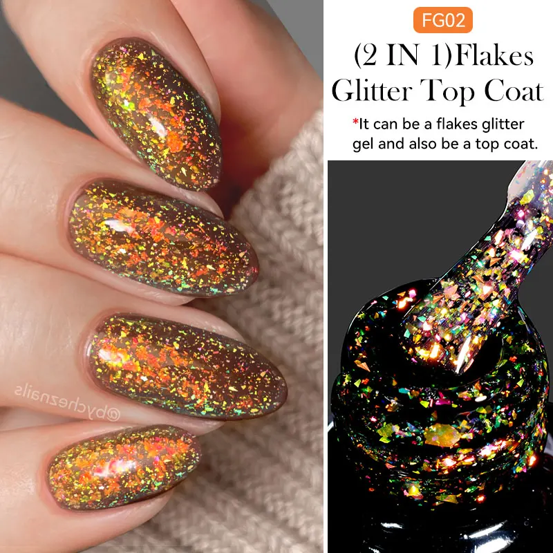Lakier hybrydowy LILYCUTE Macaron 7 ml - pastelowe kolory Flakes top coat 02