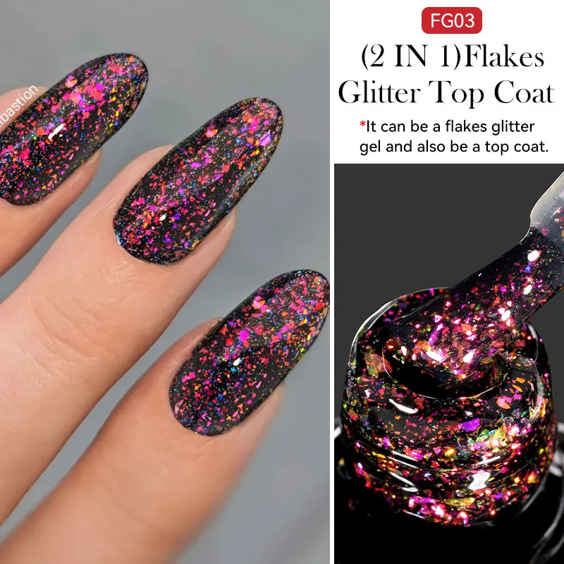 Lakier hybrydowy LILYCUTE Macaron 7 ml - pastelowe kolory Flakes top coat 03