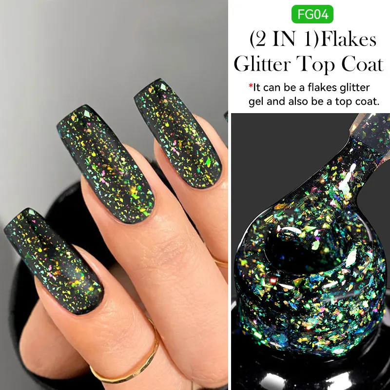 Lakier hybrydowy LILYCUTE Macaron 7 ml - pastelowe kolory Flakes top coat 04