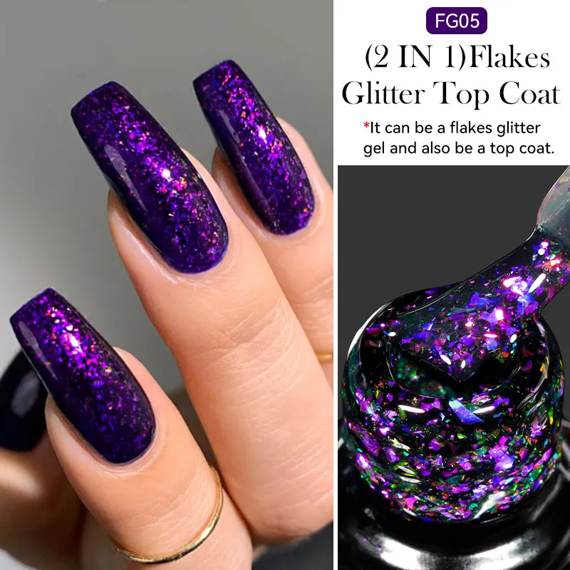 Lakier hybrydowy LILYCUTE Macaron 7 ml - pastelowe kolory Flakes top coat 05