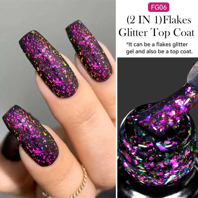Lakier hybrydowy LILYCUTE Macaron 7 ml - pastelowe kolory Flakes top coat 06