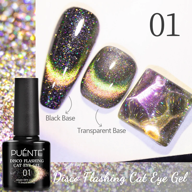 Lakier hybrydowy magnetyczny Cat Eye PUENTE 7,5 ml Disco flashing cat 1