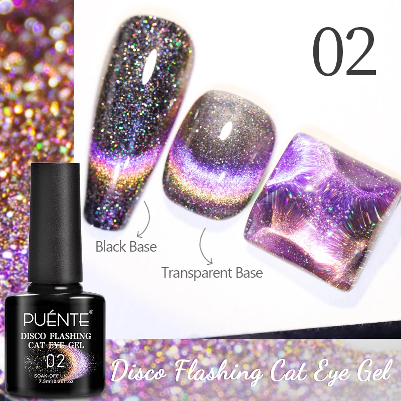 Lakier hybrydowy magnetyczny Cat Eye PUENTE 7,5 ml Disco flashing cat 2