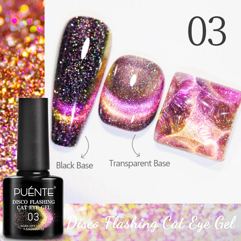 Lakier hybrydowy magnetyczny Cat Eye PUENTE 7,5 ml Disco flashing cat 3