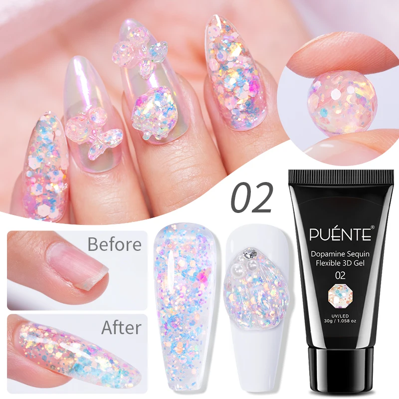 Lakier hybrydowy magnetyczny Cat Eye PUENTE 7,5 ml Dopamine sequin 3d 1