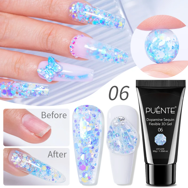 Lakier hybrydowy magnetyczny Cat Eye PUENTE 7,5 ml Dopamine sequin 3d 6