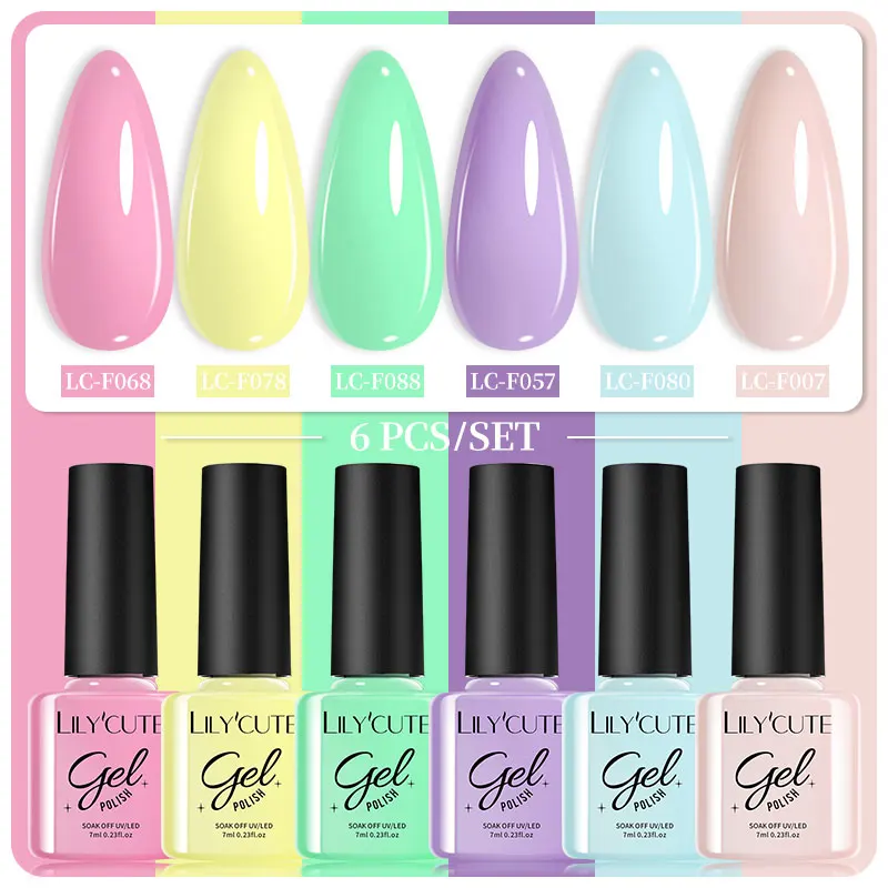 Lakier hybrydowy LILYCUTE 7 ml zestaw 6 sztuk 241182