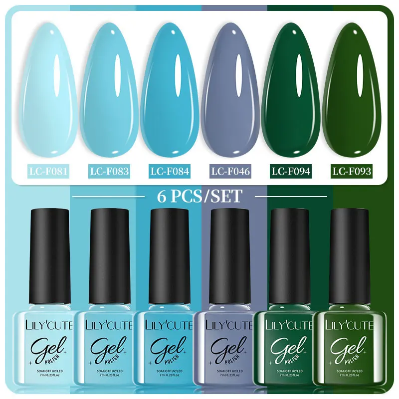 Lakier hybrydowy LILYCUTE 7 ml zestaw 6 sztuk 241184