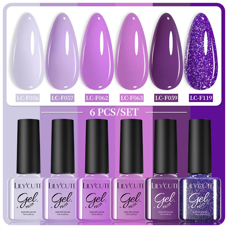 Lakier hybrydowy LILYCUTE 7 ml zestaw 6 sztuk 241187