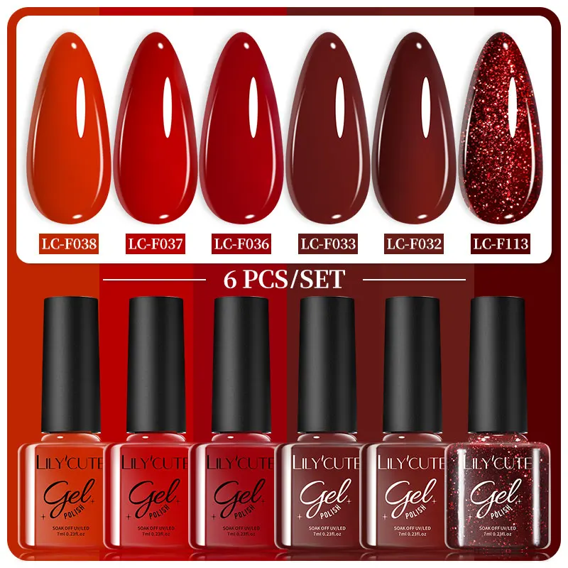 Lakier hybrydowy LILYCUTE 7 ml zestaw 6 sztuk 241188