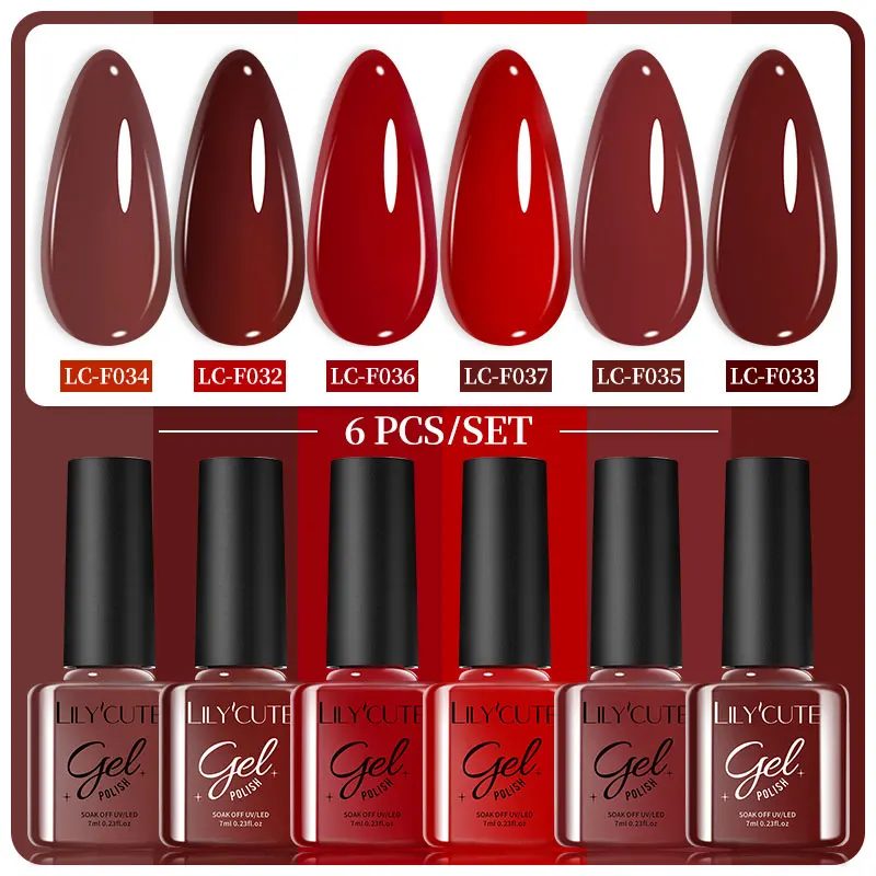 Lakier hybrydowy LILYCUTE 7 ml zestaw 6 sztuk 241189