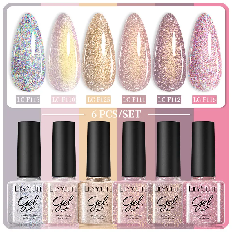 Lakier hybrydowy LILYCUTE 7 ml zestaw 6 sztuk 241190
