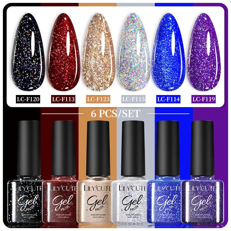 Lakier hybrydowy LILYCUTE 7 ml zestaw 6 sztuk 241191
