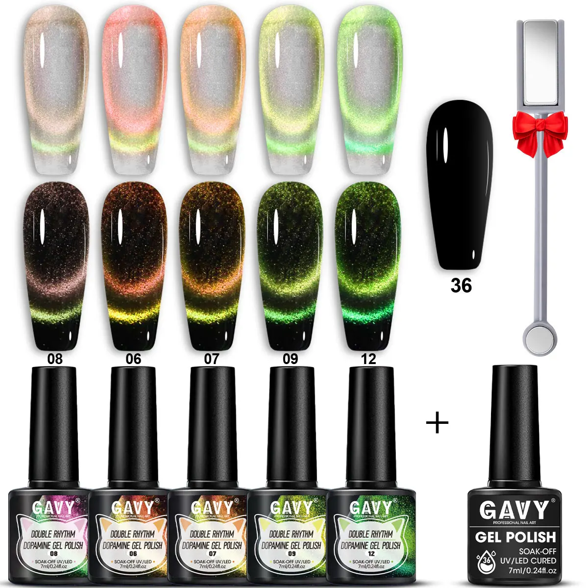 Zestaw lakierów hybrydowych kocie oko 5 sztuk z magnesem Set 4