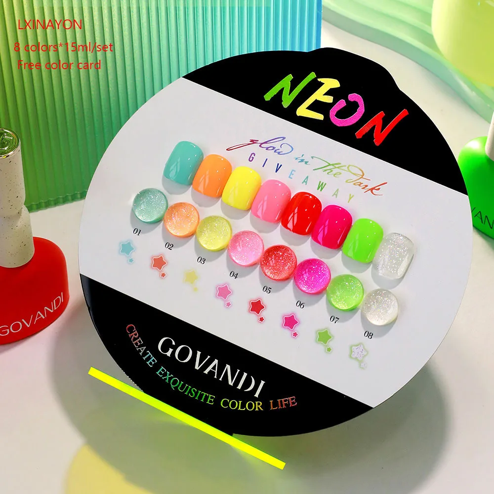 Lakiery hybrydowe UV z brokatem, zestaw kolorów G22 with card