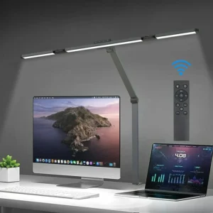 Lampa biurkowa LED 24W z pilotem i ściemniaczem – do biura i domu Czarny