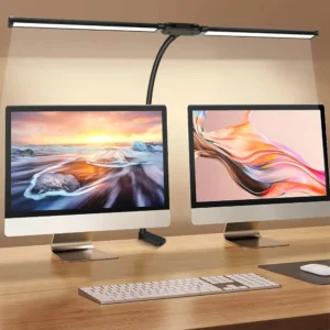 Lampa biurkowa LED z podwójną głowicą USB i 3 trybami kolorów Beżowy